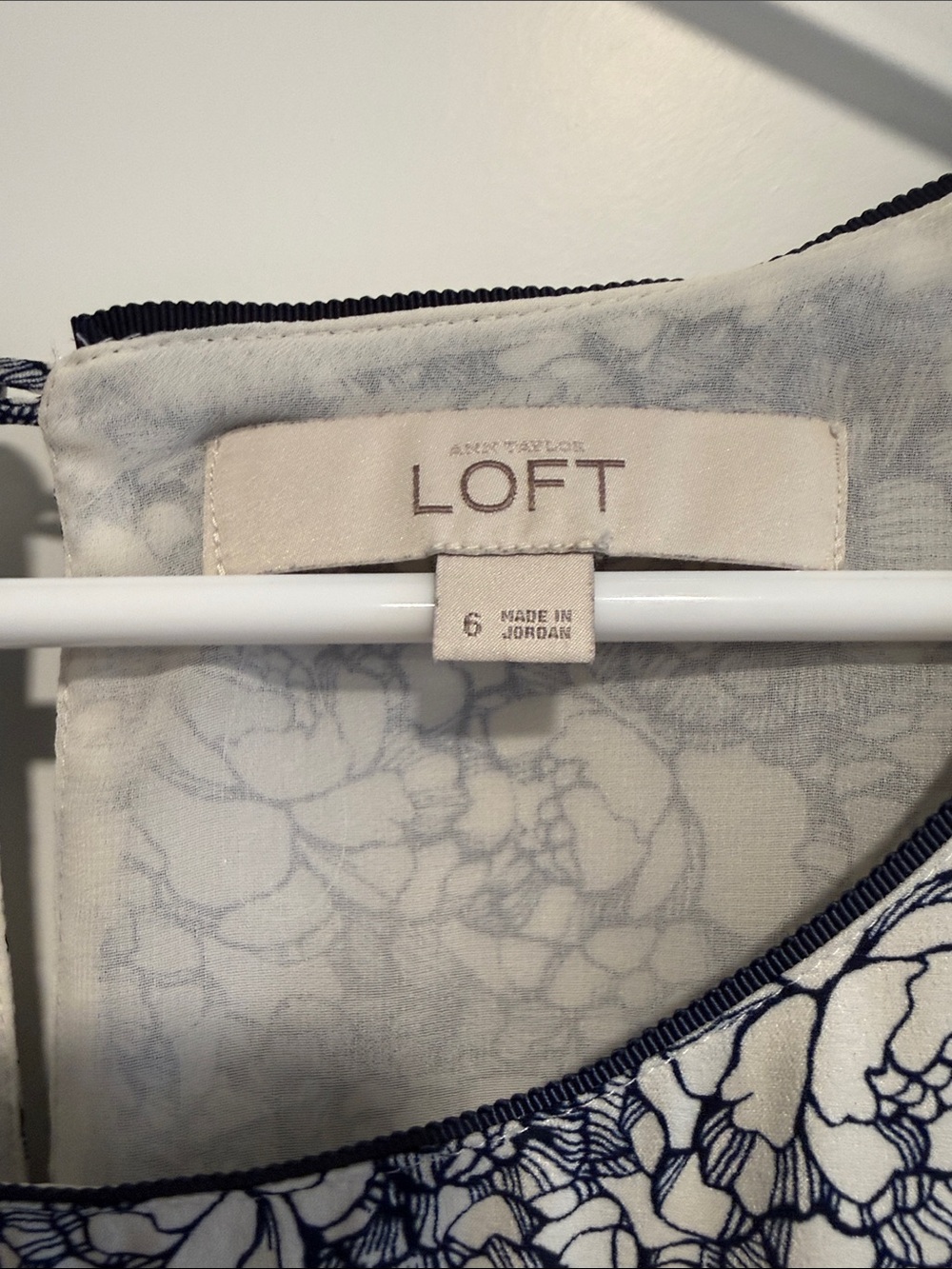 LOFT Navy and White Floral Cap-Sleeve Midi Dress - Picture 2 of 4